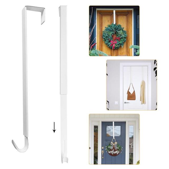 ShangTianFeng Wreath Hangers for Front Door, Adjustable 15 to 25 Inch Door Hanger, Holds up to 20 lbs Wreath Hanger, Metal Door Hanger Hook, Wreath Hangers for Front Door, White Wreath Hanger
