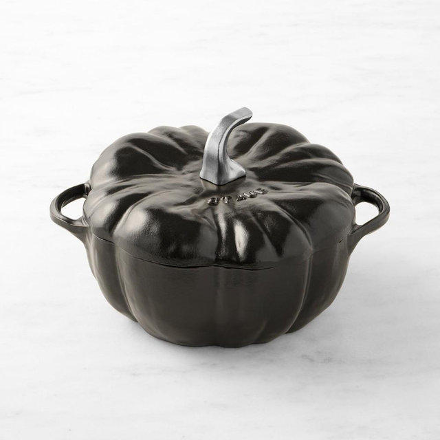Staub Enameled Cast Iron Pumpkin Cocotte, 3 1/2-Qt., Matte Black