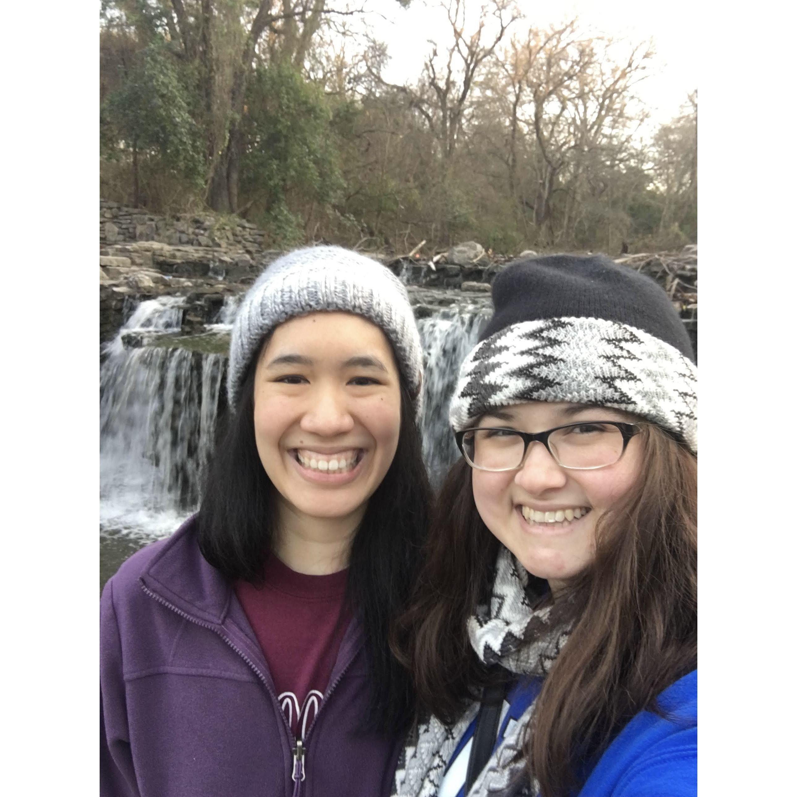 Our very first picture together...in front of a majestic Richardson, TX waterfall