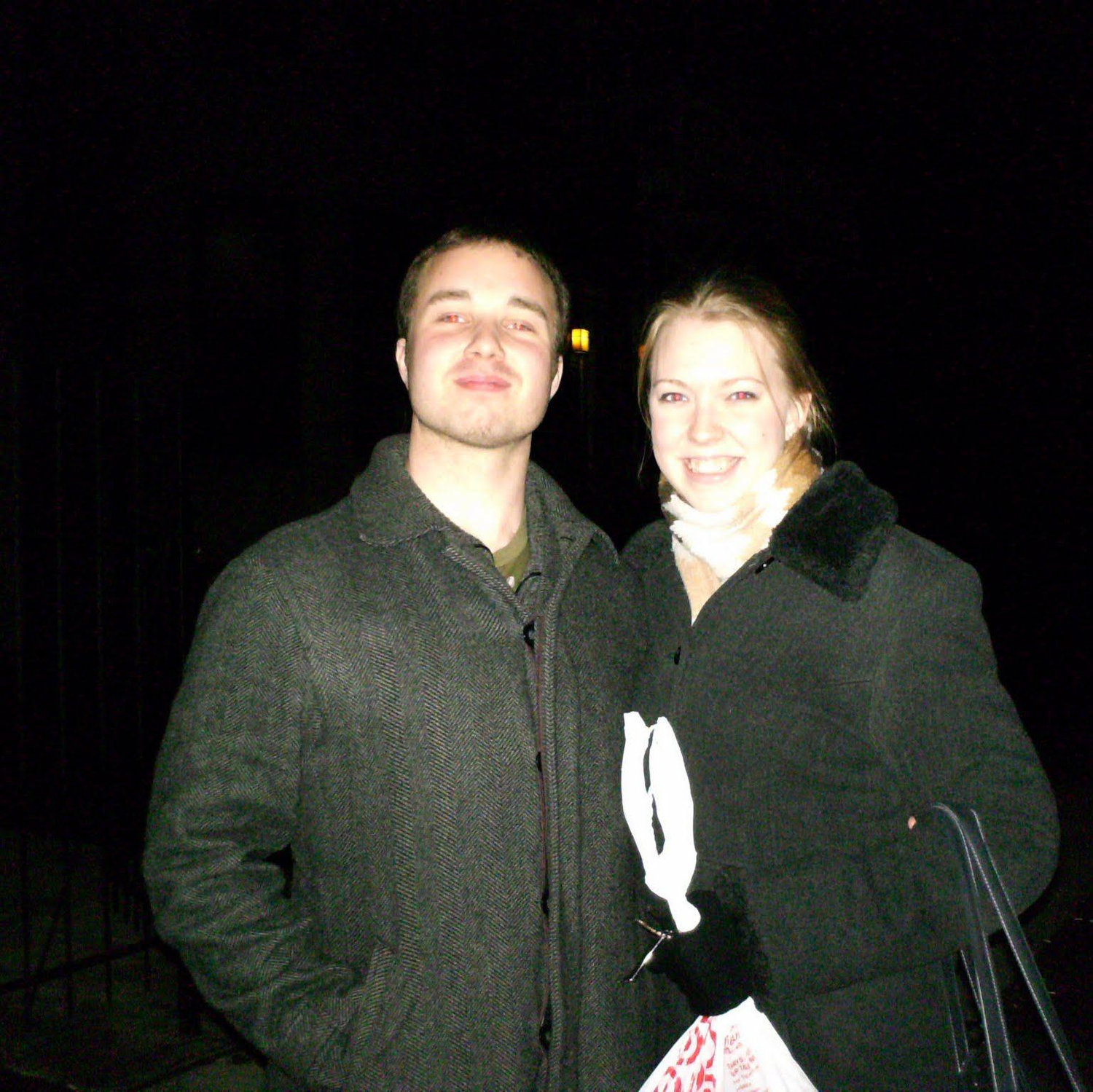 Our first photo ever taken together was early in 2008 by Cally's mom, Cheryl.