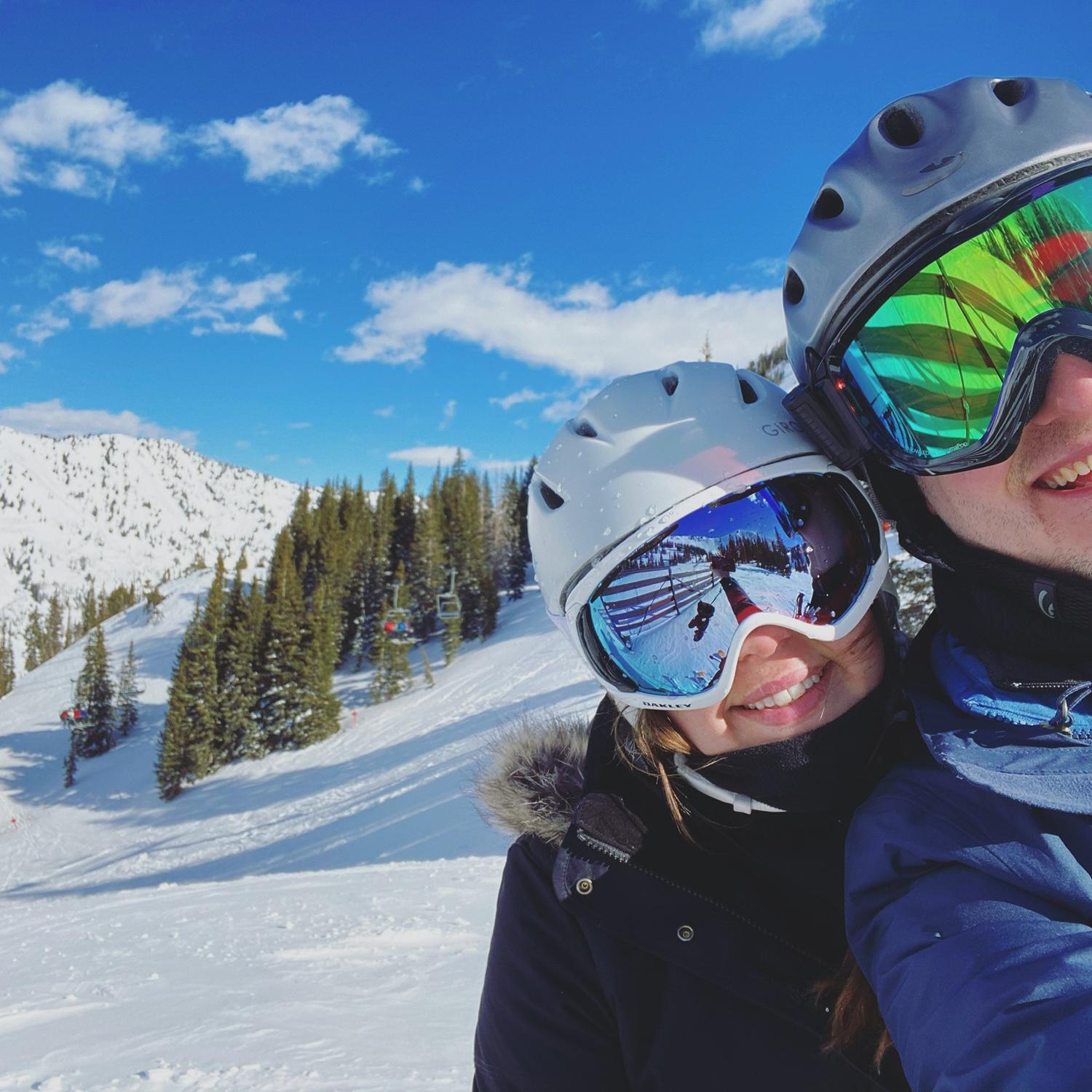 Sking at Alta in Utah in February 2020. First time skiing out west together. We had no idea this would be our last trip for a while