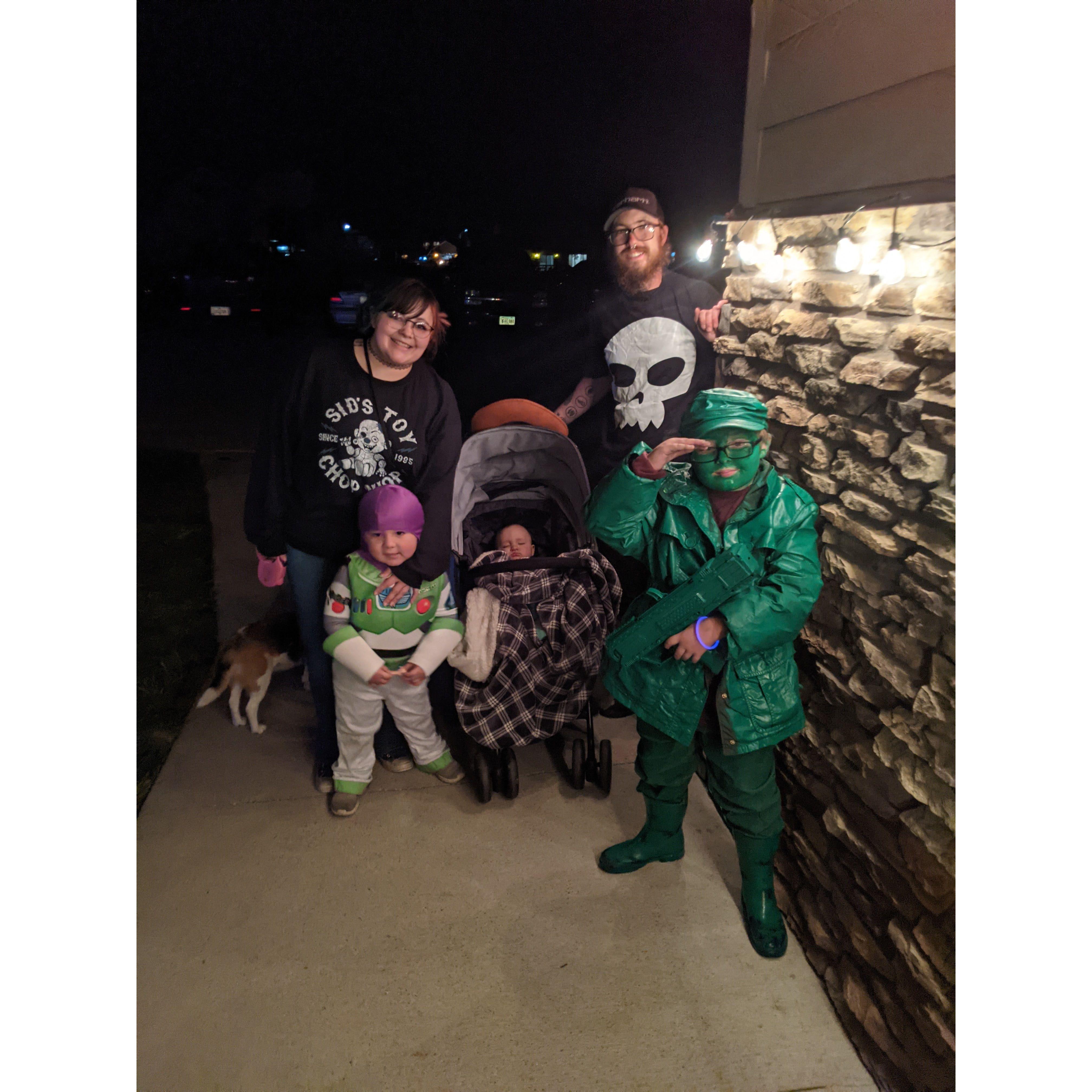 October 2021, Family Halloween costumes, also the night Nick proposed :)