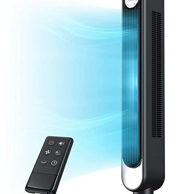 SUGOAL 42" Tower Fan with 6 Speeds, Electric Oscillating 90°. 3 Modes. 12-Hour Timer. Quiet. Remote Control. LED Display. Black Standing Indoor Bladeless Tower Fan for Office, Bedroom, Living Room