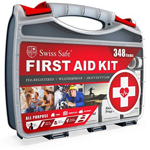 2-in-1 First Aid Kit (348-Piece) 'Double-Sided Hardcase' + BONUS 32-Piece Mini Kit: Perfect for Home & Workplace Safety [50 Person Kit]