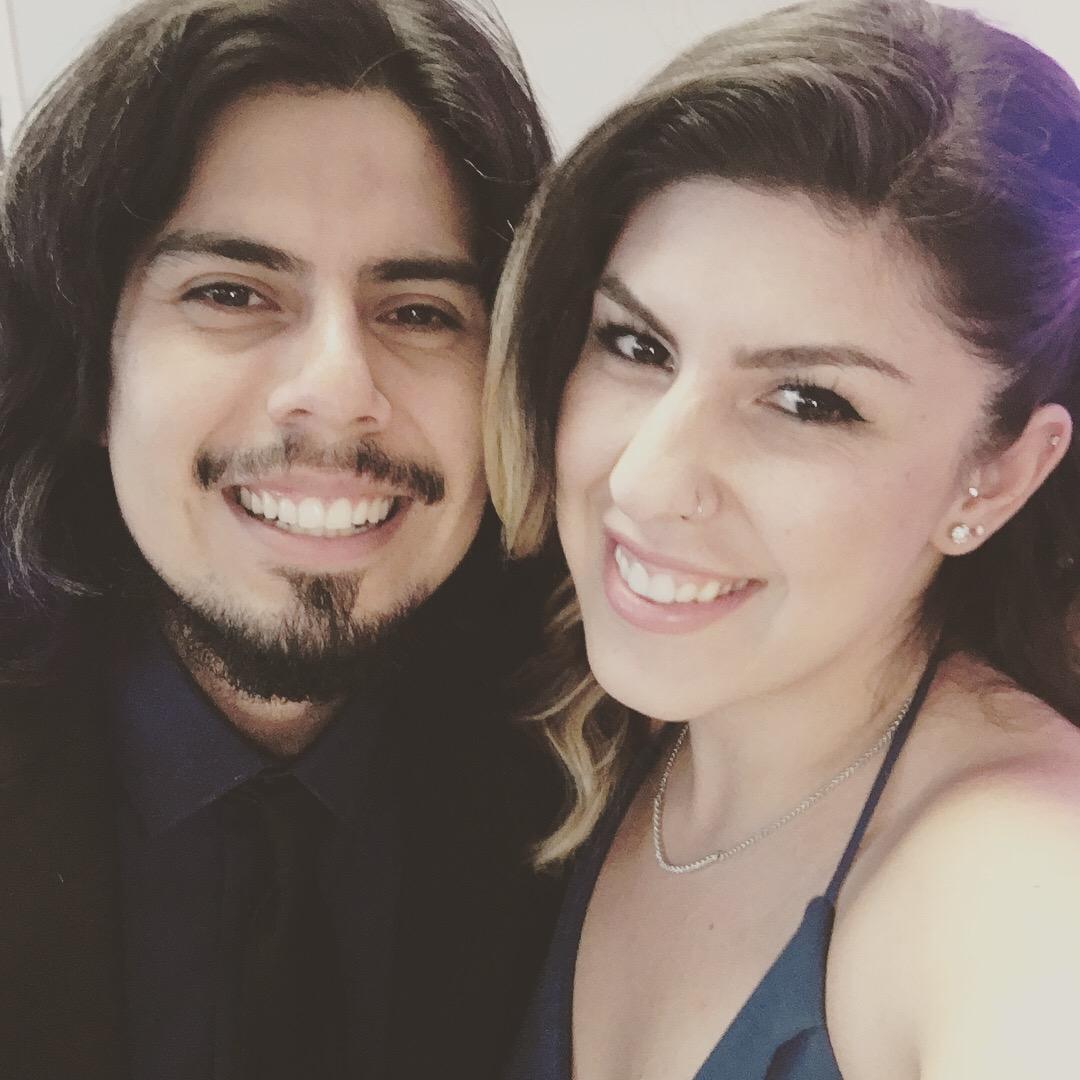 Both of us with long hair