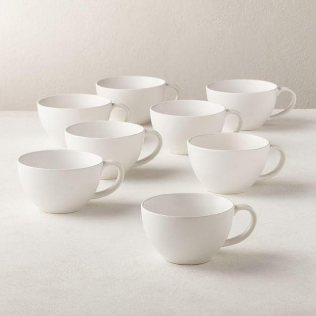 Crisp Matte White Mugs - Set of 8