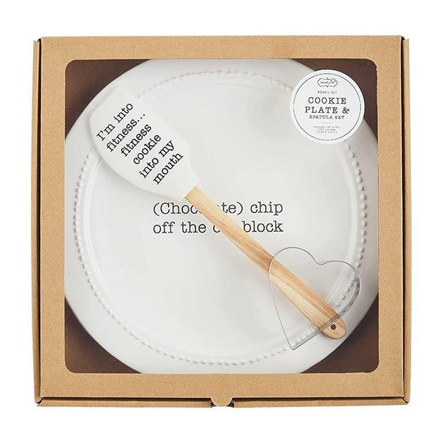 Mud Pie Circa Cookie Plate Set, White, Plate 12" Dia | Spatula 12" | Cutter 3" x 3"