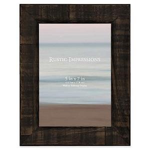 Rustic 5-Inch x 7-Inch Textured Wood Picture Frame in Walnut