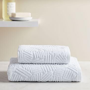 Organic Dashed Lines Sculpted Towels - White