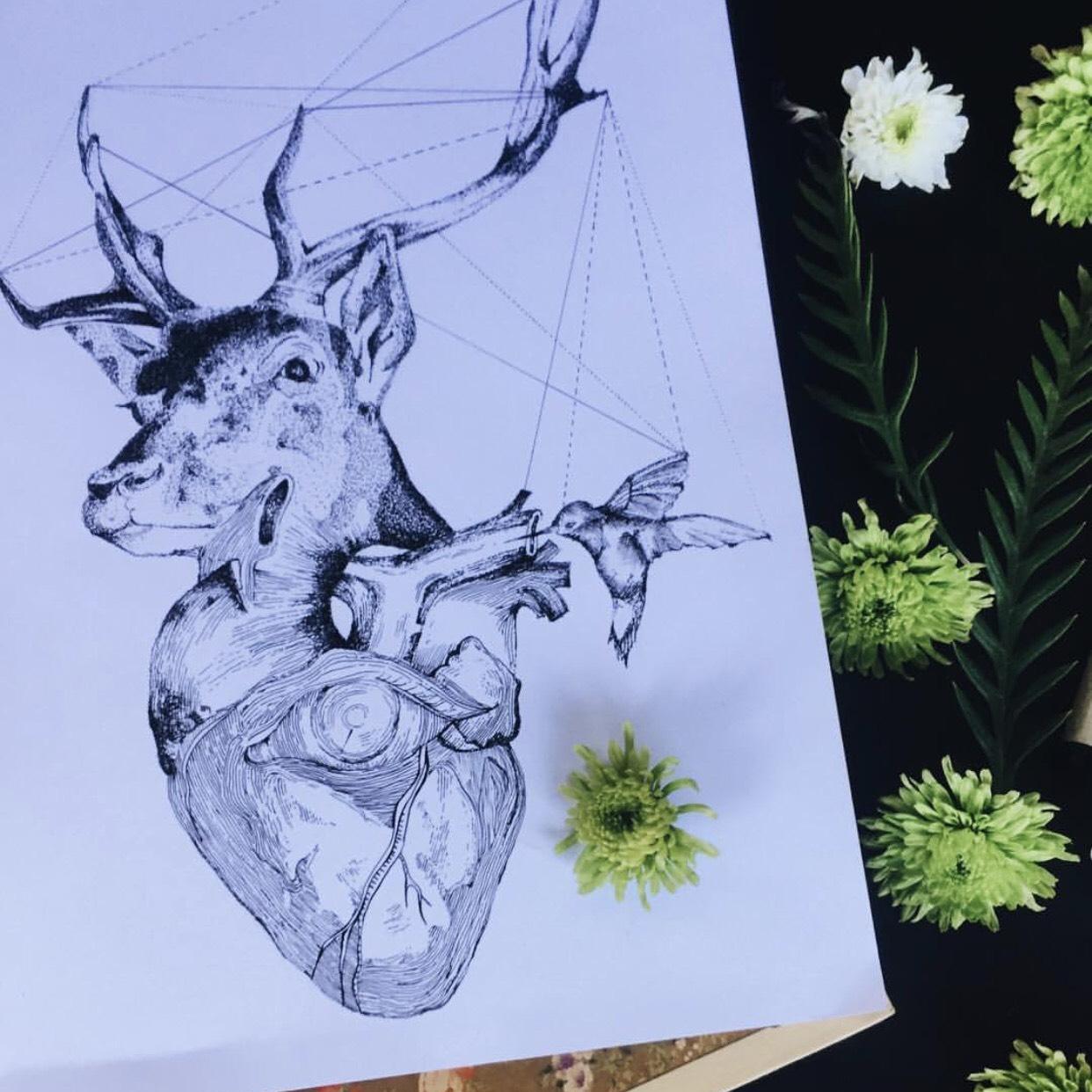 Drawing Hedalyn made for Joel after their engagement... #thehunterandthehummingbird