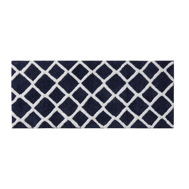 24"x60" Arlo Reversible Tufted Microfiber Bath Rug Navy