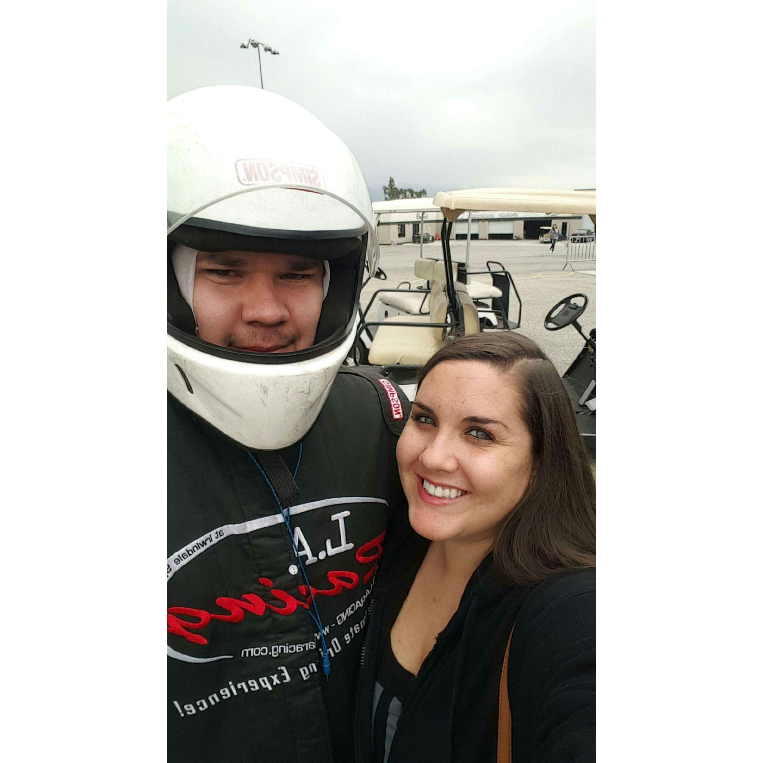 When Alonzo drove a stock car on the track.