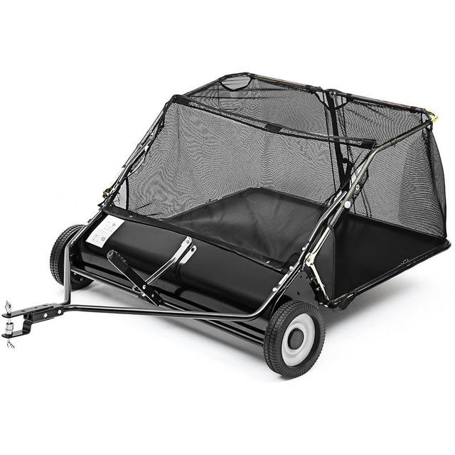 YITAMOTOR 42 "Heavy-Duty Lawn Sweeper and Leaf Collector with Branch Splash-Proof Net, Extra-Large 12 Cubic Meters. Ft Hopper - Professional Grass Catcher, Adjustable Brush Height, Tilting Rope