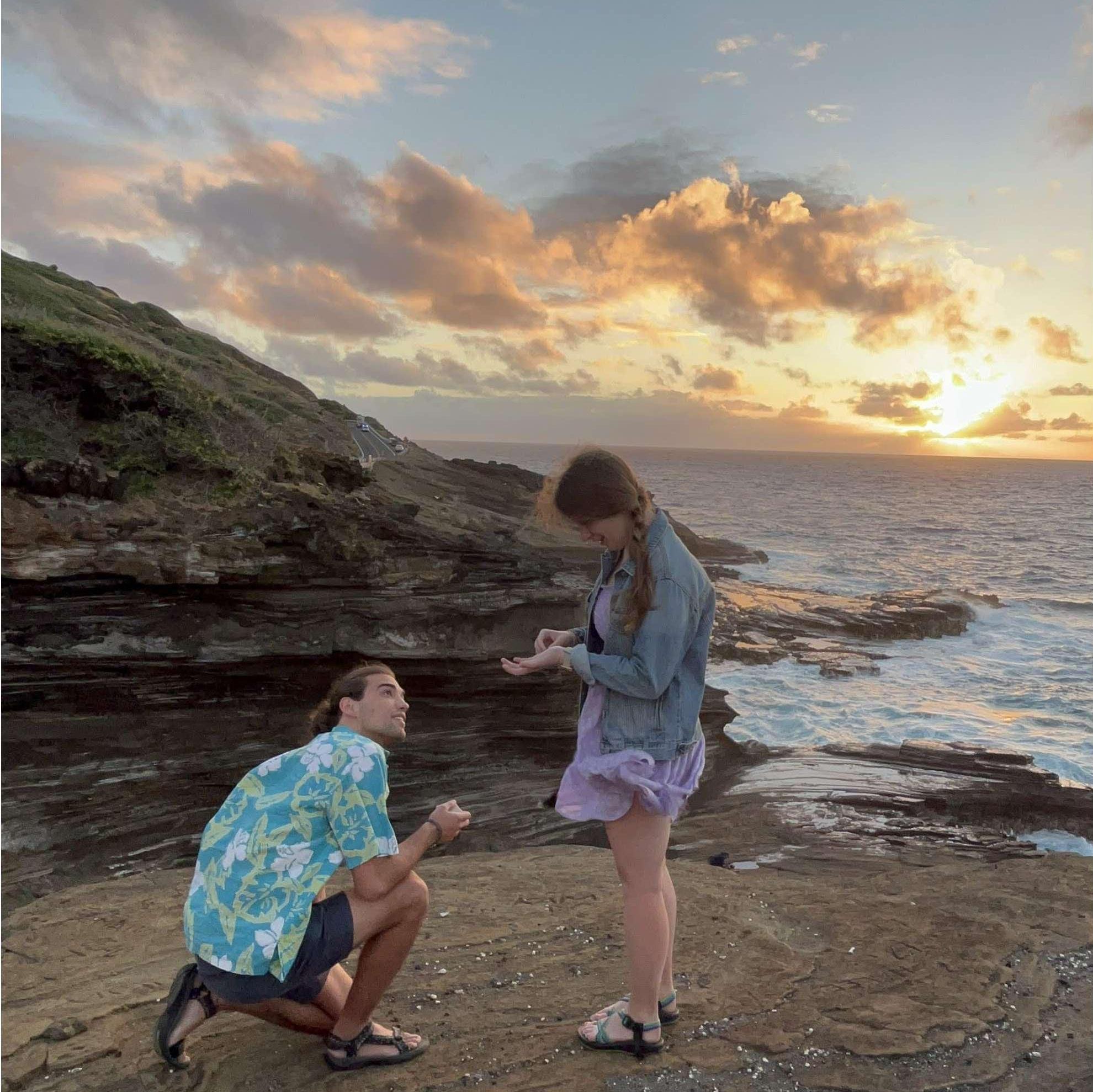 I slipped and fell on the rocks right before he proposed
