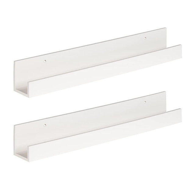 Kate and Laurel Levie 24 inch 2-Pack Wood Floating Wall Shelf Picture Frame Holder Ledge, White
