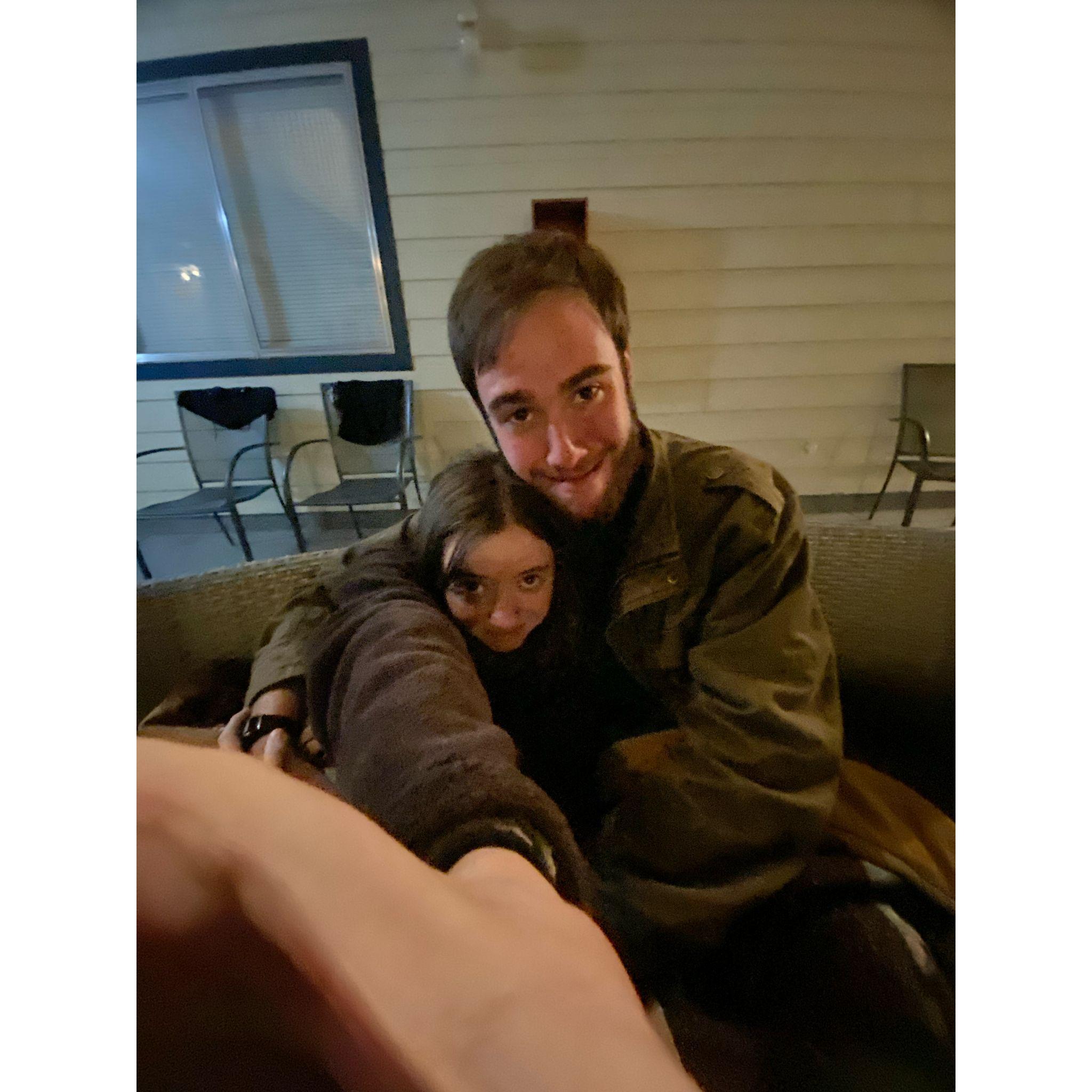 Quality time at Gleanings in "their seat," where they spent hours each night talking.