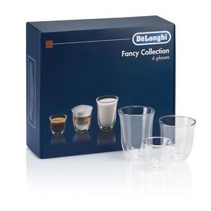 De'Longhi Fancy Collection (6) Glass Gift Set - 2 Espresso, 2 Cappuccino, 2 Latte Double Wall Thermal Glasses DLSC302