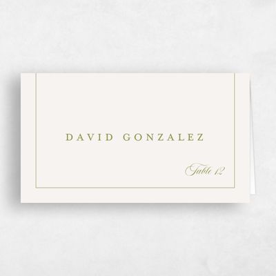 Marsh Green Wedding Place Card - Ivoire