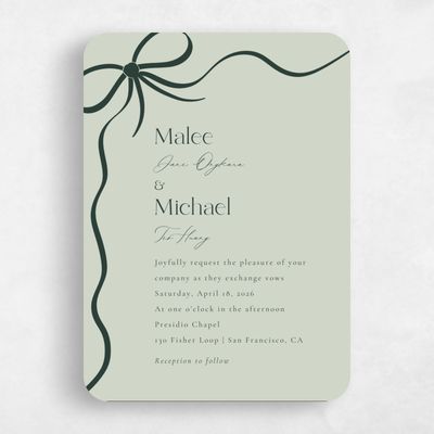 Green Rounded Wedding Invitation - Alba Classic