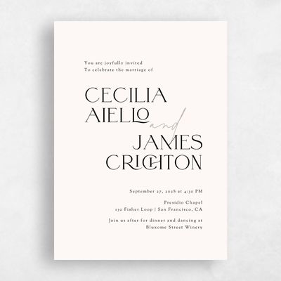 Beige Standard Wedding Invitation - Santiago Portrait