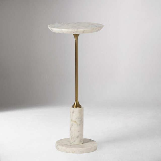 Vaughn Marble Drink Table, White, 9"
