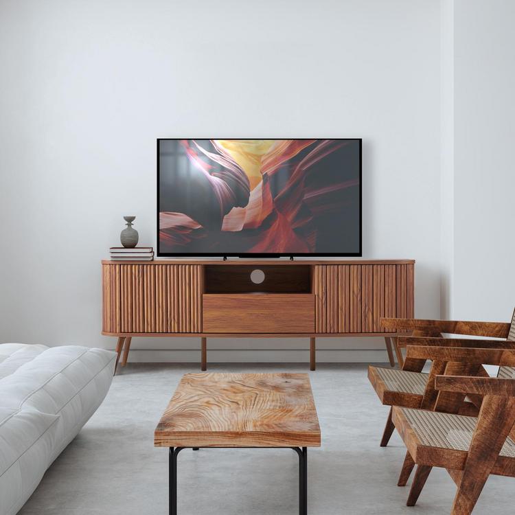 JONATHAN Y, Damien Farmhouse Curved TV Stand with Drawer & Storage