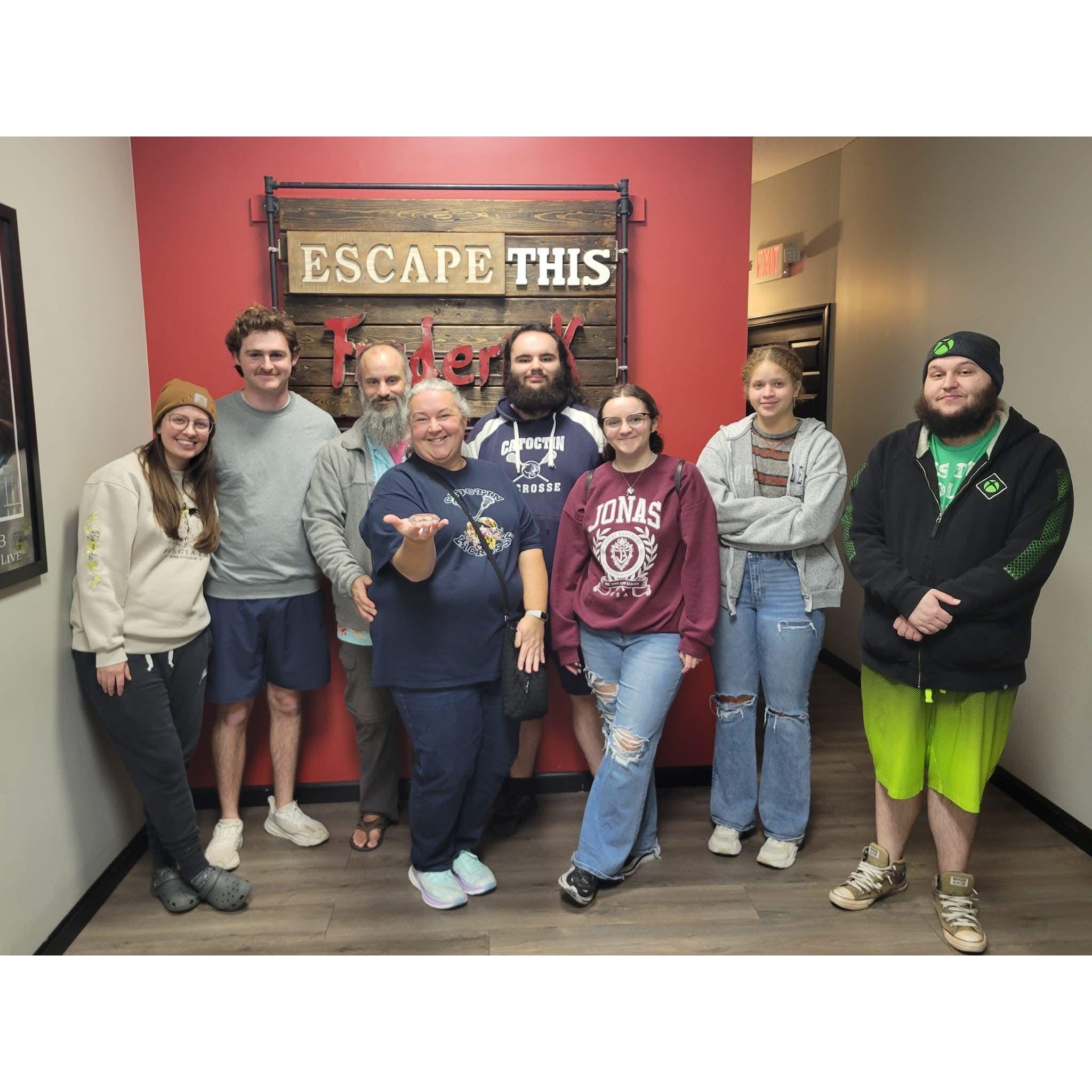 Escape room with Sam's family over Thanksgiving weekend!