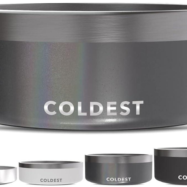 Coldest Dog Bowl - Anti Rust Metal, Non Slip, 3 Layers Insulated Stainless Steel Dog Bowls - Spill Proof & Heavy Duty - Water Bowl for Dogs, Cats & Pets, Dish Washer Safe (64 oz, Stardust Glitter)