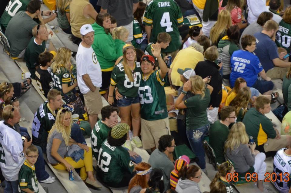 2013. Katie had never been to a Packer game at Lambeau Field, despite living in Green Bay her whole life, so Camren invited her to go to a pre-season game.