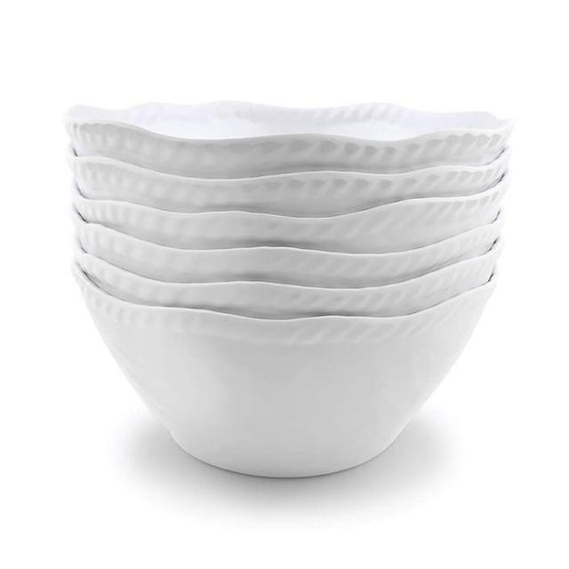 KX-WARE Melamine Cereal Bowls Set - 28 oz/6 inch 100% Melamine Soup/Salad Bowls | set of 6, White | Break-resistant and Dishwasher Safe, BPA Free
