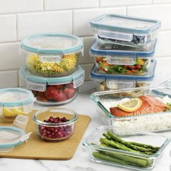 Snapware Pure Pyrex 18-Piece Glass Food Storage Set, 2.6, Clear
