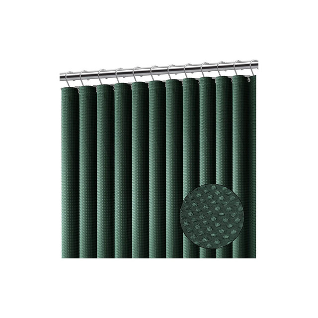 Hearth & Harbor Hunter Green Waffle Shower Curtain for Bathroom - 72x72 Heavy Duty Bathroom Curtain