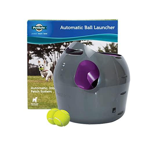 PetSafe Automatic Dog Toy Ball Launcher - Interactive Tennis Ball Thrower for Dogs Indoor & Outdoor Adjustable Range – Weather-Resistant – Options for A/C Power or Battery Operated