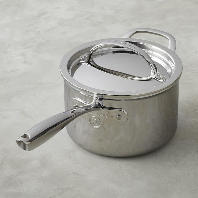 Williams Sonoma Thermo-Clad™ Stainless-Steel Saucepan with Lid, 3-Qt.