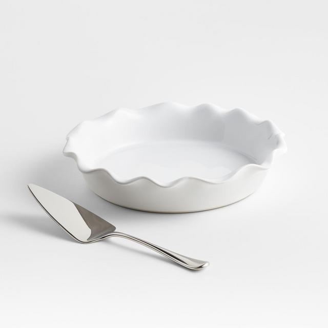 White Ruff Pie Dish Server Set