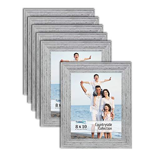 Icona Bay 8x10 Picture Frames (6 Pack, Speckled Gray), Picture Frame Set, Wall Mount or Table Top, Set of 6 Countryside Collection