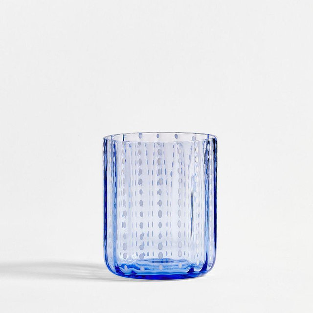Dash Short Tumbler Glass, Set of 4 - Light Blue/White