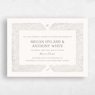 Olive Sage, Green Wedding Invitation - Belmont Landscape