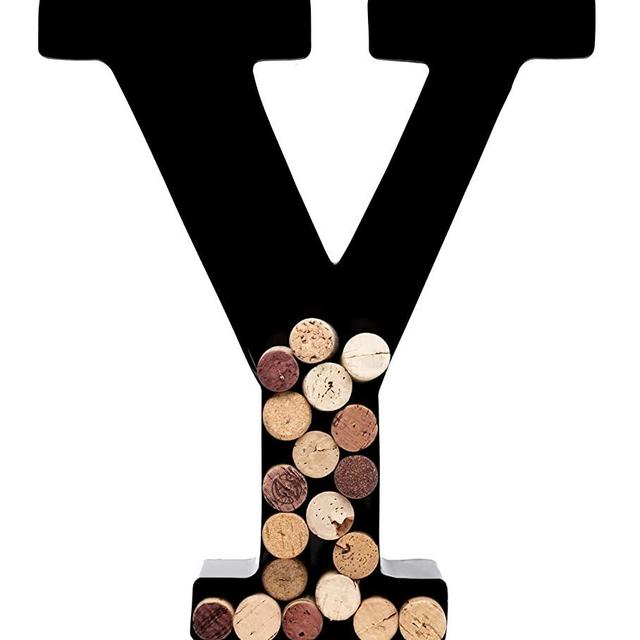Wine Cork Holder - Metal Monogram Letter (Y), Black, Large | Wine Lover Gifts, Housewarming, Engagement & Bridal Shower Gifts | Personalized Wall Art | Home Décor