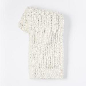 Solid Mixed Knit Throw ,50"x60", Natural