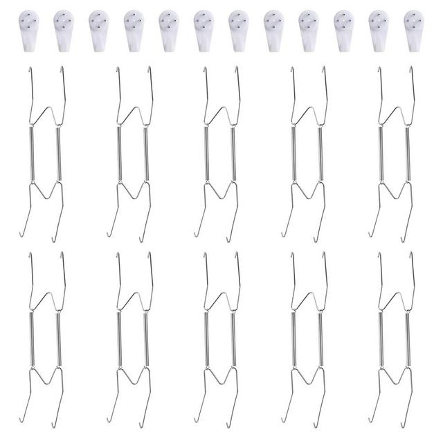 Fasunry 10 Pack Plate Hangers, 10 Inch Plate Hangers for The Wall with 12 Pack Wall Hooks, Compatible 8.5 to 10.5 Inch Decorative Plates and Arts