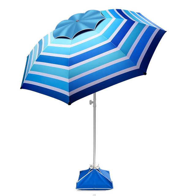 Fisqueen 8FT Large Beach Umbrella with Level 7 Wind Resistance, Sand Anchor, Portable Outdoor Umbrella with UPF50+ UV Protection, Tilt Sun Shelter for Beach, Patio, Yard