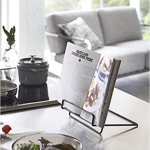 Book Stand Foldable Cookbook Stands Holders for Kitchen Counter,Portable Book Holder Stand for Reading Hands Free（Black）