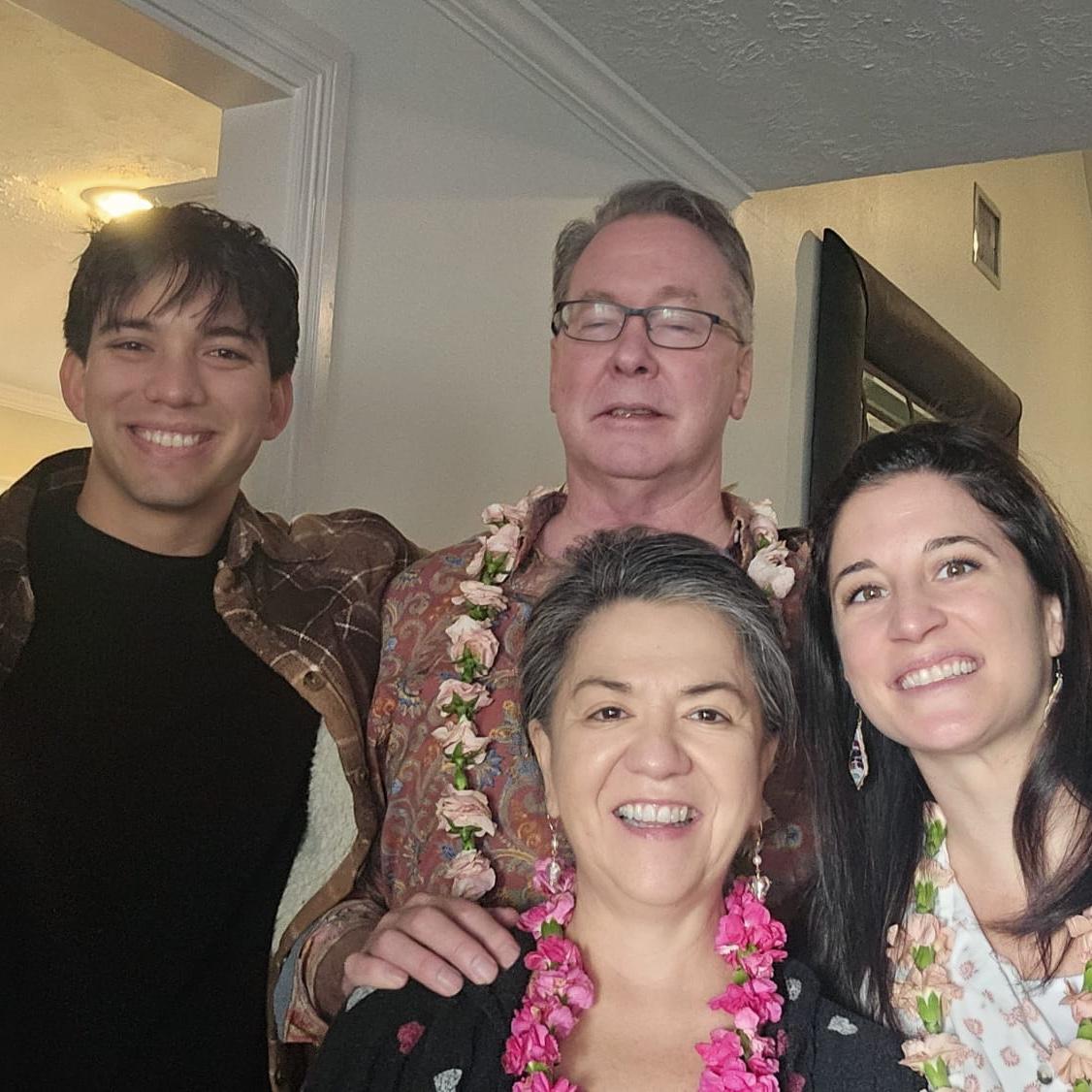 Jospeh meets Sarah’s parents for the first time. The night prior to Jospeh flying into Texas he stayed up all night hand making fresh flower leis for Sarah’s whole family.