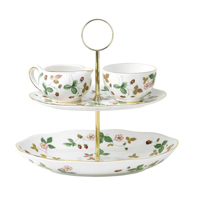Wedgwood Wild Strawberry Two-Tiered Cake Stand