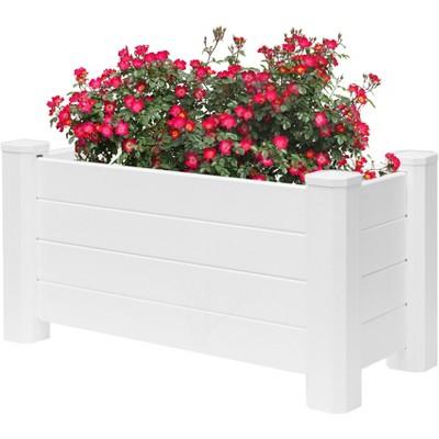 White Vinyl Traditional Fence Design Garden Bed Elevated Screwless Raised Planter Box