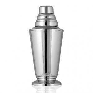 WILLIAM YEOWARD CRYSTAL  COCKTAIL SHAKER, NICKEL, 9.5IN.