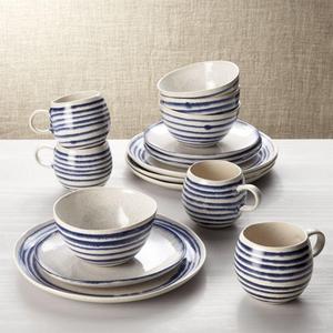 Lina Blue Stripe 16-Piece Place Setting