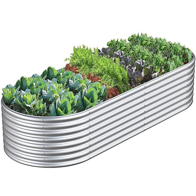 FRIZIONE 8x4x2FT Galvanized Metal Raised Garden Bed for Vegetables, Outdoor Garden Raised Planter Box, Backyard Patio Planter Raised Beds for Flowers, Herbs, Fruits