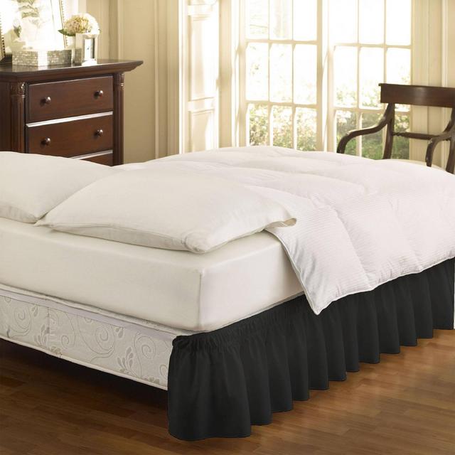 Easy Fit Solid Ruffled Twin/Full Bedskirt Black